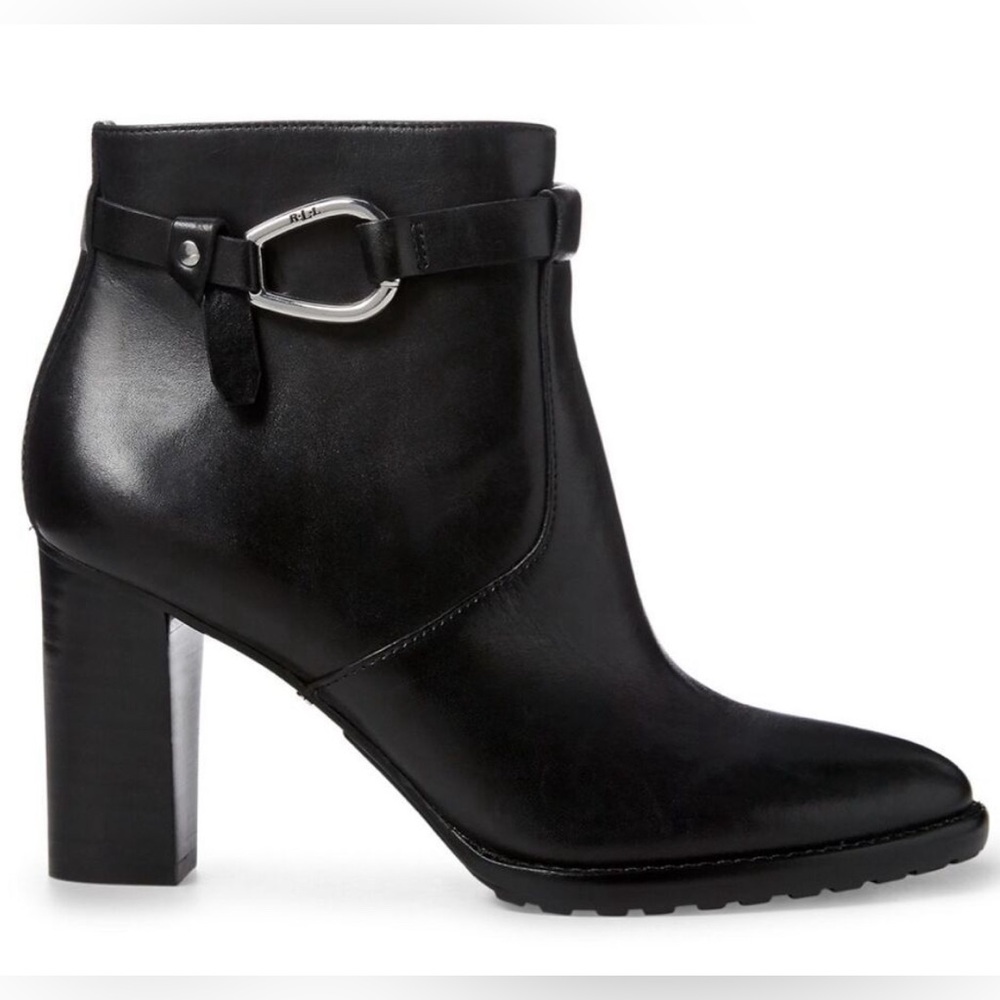 Ralph Lauren Women’s Laletta Black Leather Ankle Boots Booties Size 8
